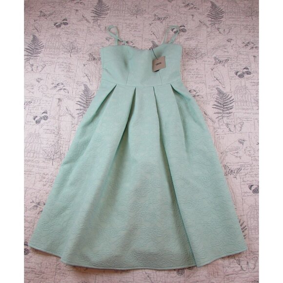 NEW NWT ASOS mint green Midi Skater Dress in Bonded Texture womens size 8 - Picture 7 of 9